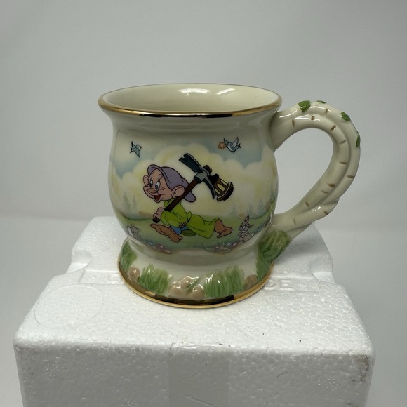 Disney Other - Lenox Disney Snow White And Seven Dwarfs Dopey Fine Porcelain Mug Gold Trim 8 oz